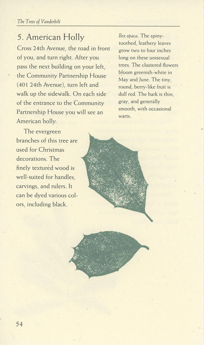 Image of a page from of the Trees of Vanderbilt