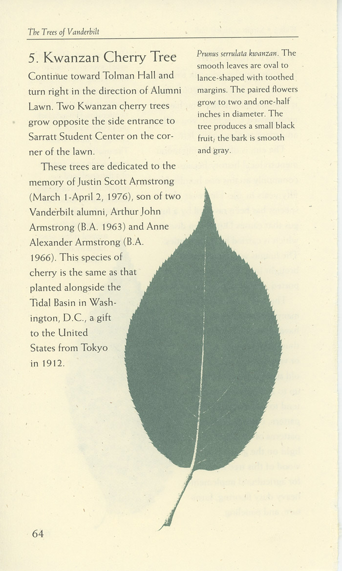 Image of a page from of the Trees of Vanderbilt