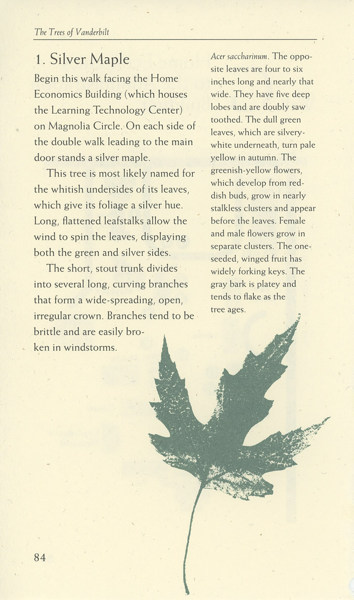 Image of a page from of the Trees of Vanderbilt